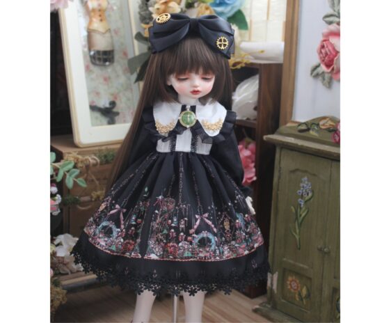 Black Dress & Hairband Set for BJD – 1/4, 1/6, MSD, ຢອດ, ເຄື່ອງນຸ່ງ doll Blythe