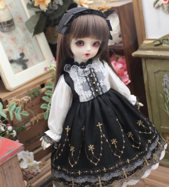 Black Dress & Hairband Set for BJD – 1/4, 1/6, MSD, ຢອດ, ເຄື່ອງນຸ່ງ doll Blythe