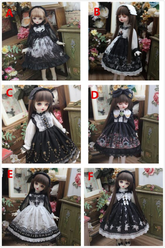 Black Dress & Hairband Set for BJD – 1/4, 1/6, MSD, ຢອດ, ເຄື່ອງນຸ່ງ doll Blythe