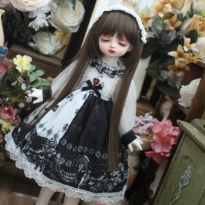 Black Dress & Hairband Set for BJD – 1/4, 1/6, MSD, Yosd, Blythe Doll Clothes