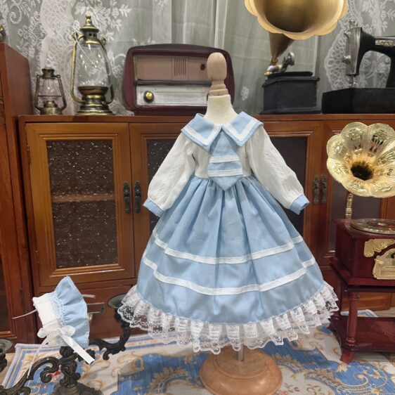 Blue Apron-Style BJD Lolita Dress for 1/3, 1/4, and 1/6 Blythe Dolls