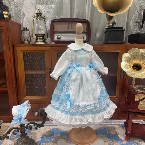 Blue Apron-Style BJD Lolita Dress for 1/3, 1/4, and 1/6 Blythe Dolls