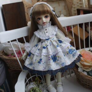 Blue BJD Dress with Headband for 1/3, 1/4, 1/6 Dolls – Fashion Doll Clothes