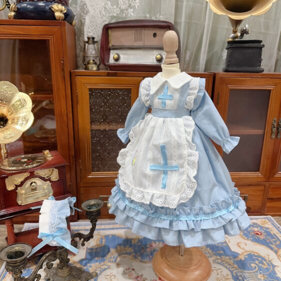 Blue Bunny Dress for Dolls - BJD Outfit with Headband