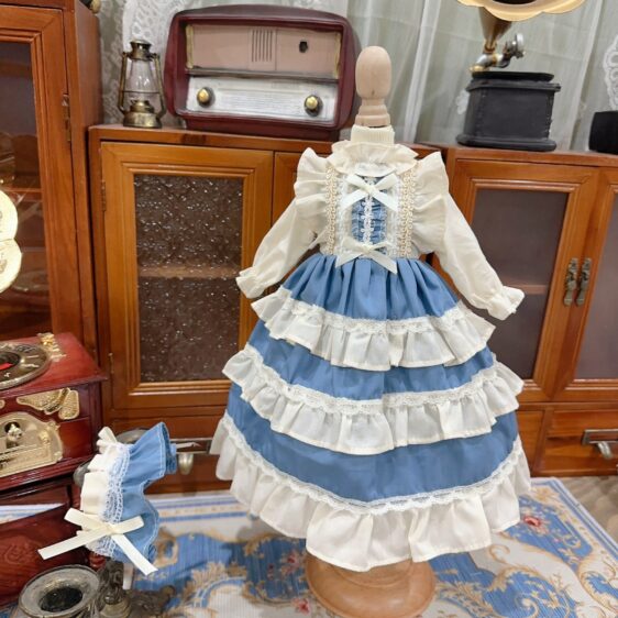 Blue Bunny Dress for Dolls - BJD Outfit with Headband