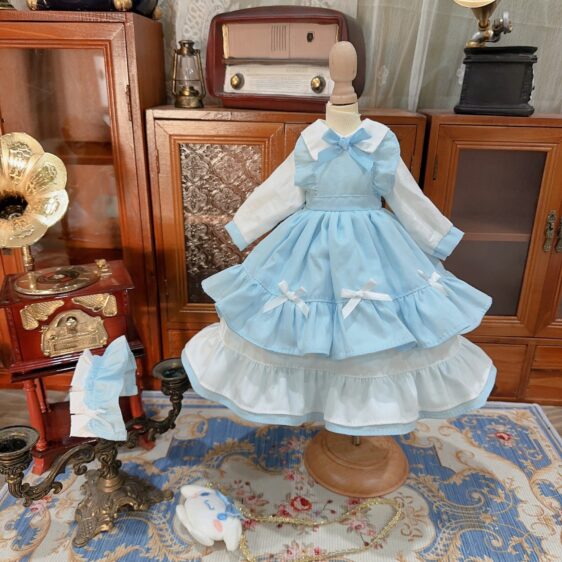 Blue Bunny Dress for Dolls - BJD Outfit with Headband