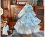 Blue Bunny Dress for Dolls - BJD Outfit with Headband