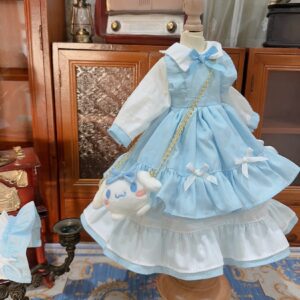 Blue Bunny Dress for Dolls - BJD Outfit with Headband