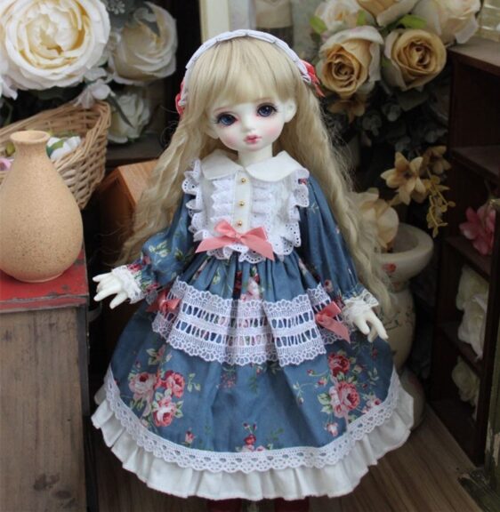 Blue Cute BJD Dress for 1/3, 1/4, 1/6 BJD, MSD, Blythe Dolls