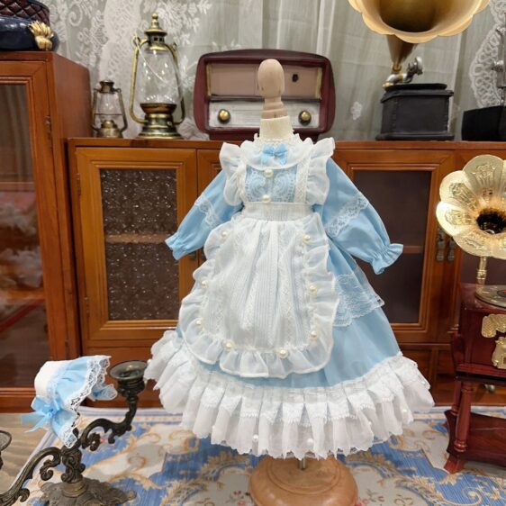 Blue Pearl Dress for 1/3, 1/4, 1/6 BJD Dolls with Headband