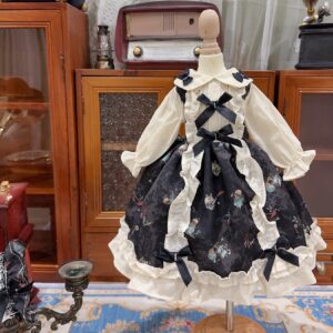 Dark Style Dress for 1/3, 1/4, 1/6 BJD Dolls with Headband