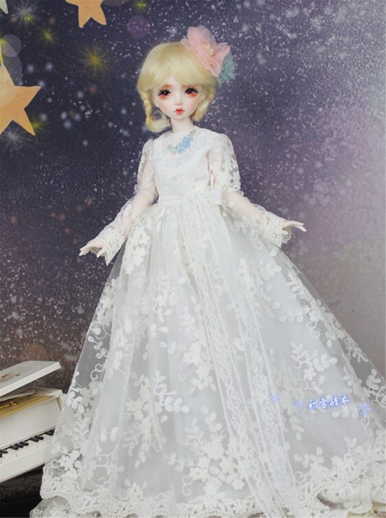 Embroidered Wedding Dress for 1/3 & 1/4 BJD Dolls