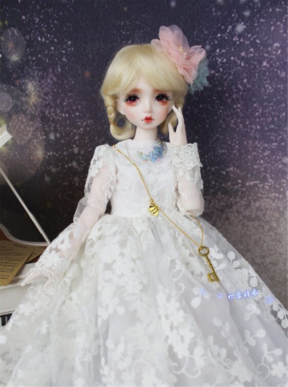 Embroidered Wedding Dress for 1/3 & 1/4 BJD Dolls