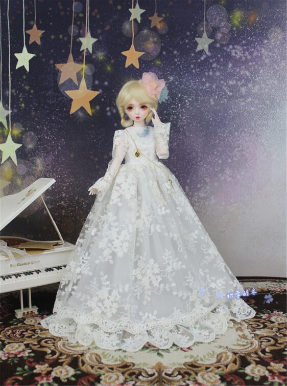 Embroidered Wedding Dress for 1/3 & 1/4 BJD Dolls