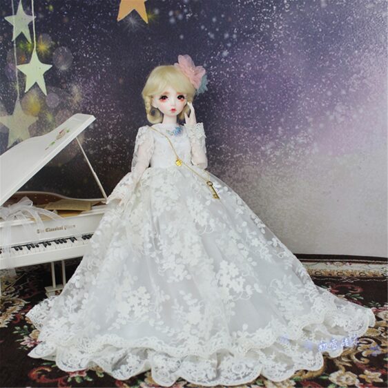 Embroidered Wedding Dress for 1/3 & 1/4 BJD Dolls