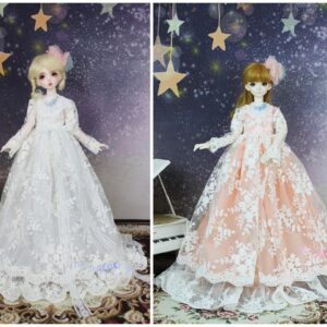 Embroidered Wedding Dress for 1/3 & 1/4 BJD Bebekler