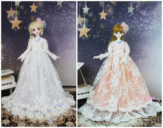 Embroidered Wedding Dress for 1/3 & 1/4 BJD Dolls