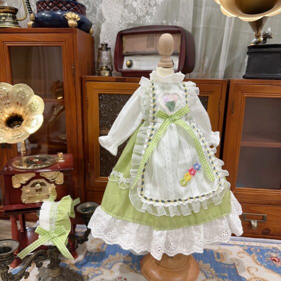 Green Cute Lolita Dress & Hairband Set for BJD Dolls