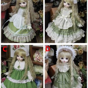 Green Mori Style Dress for BJD, Blythe & SD Dolls – 1/6, 1/4, 1/3, MSD Outfit