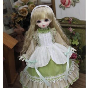 Green Mori Style Dress for BJD, Blythe & SD Dolls – 1/6, 1/4, 1/3, MSD Outfit