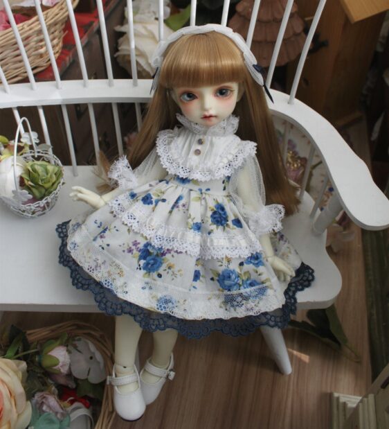 Blue BJD Dress with Headband for 1/3, 1/4, 1/6 Dolls – Fashion Doll Clothes - Image 2