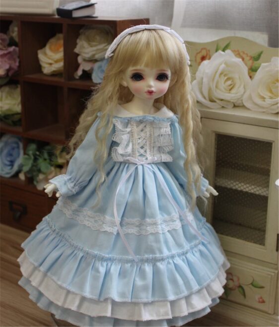 Light Blue Full Set BJD Clothes & Headdress – 1/3, 1/4, 1/6, Blythe, SD Dolls - Image 5