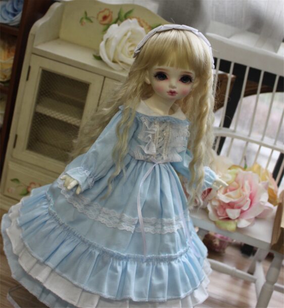 Light Blue Full Set BJD Clothes & Headdress – 1/3, 1/4, 1/6, Blythe, SD Dolls - Image 3