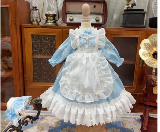 Blue Pearl Dress for 1/3, 1/4, 1/6 BJD Dolls with Headband