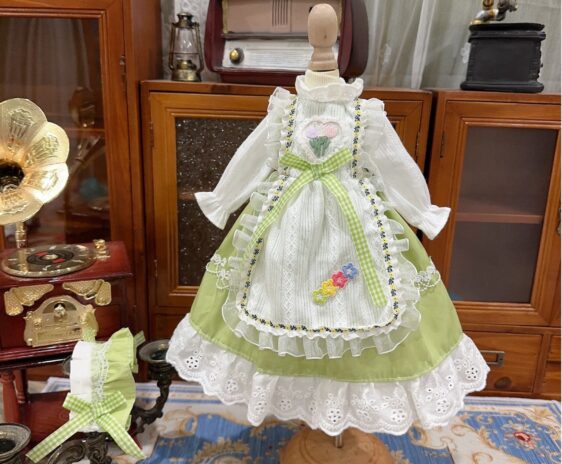 Green Cute Lolita Dress & Hairband Set for BJD Dolls