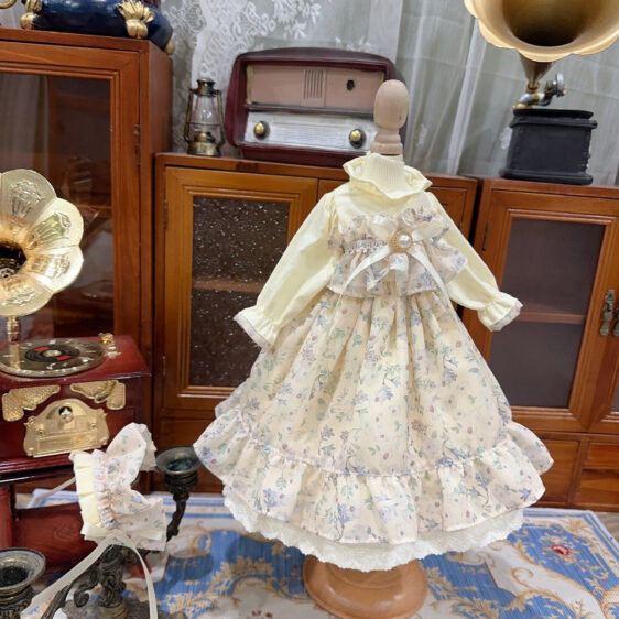 BJD Doll Chiffon Floral Dress & Hairband Set - Image 3