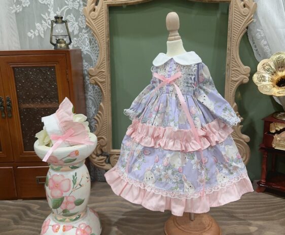 Lolita Princess Dress for 1/3 1/4 1/6 BJD & Blythe Dolls – With Hair Accessories