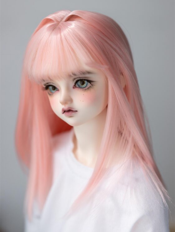 Knewland BJD Wig with Cat Ears - Medium Long Styling Hair - Image 4