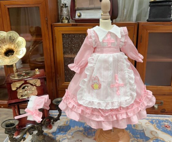 Pink Cross Skirt BJD Dress with Headband for 1/3, 1/4, and 1/6 Blythe Dolls