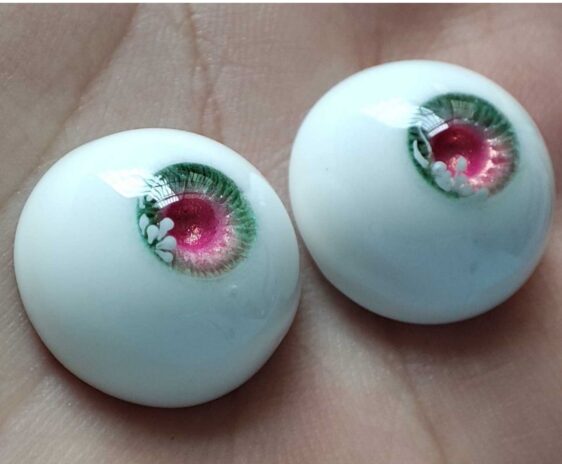 Pink & Green BJD Doll Eyes – Realistic Resin Eyes for Ball-Jointed Dolls