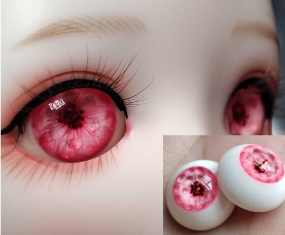 Pink Realistic BJD Resin Eyes for Ball Jointed Dolls (10mm-22mm)