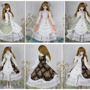 Princess Dress for 1/3 & 1/4 Bonecos BJD | Fashion Skirt & Acessórios