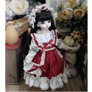 Red Full Set BJD Doll Clothes & Headdress – SD, Blythe, 1/6, 1/4, 1/3 Vestido Bjd