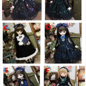 Starry Sky BJD Dress & Headband Set for 1/3, 1/4, 1/6 BJD, MSD, MDD, Blythe Dolls