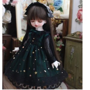 Starry Sky BJD Dress & Headband Set for 1/3, 1/4, 1/6 BJD, MSD, MDD, Blythe Dolls