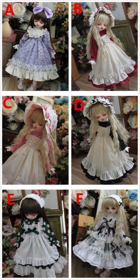 Vintage BJD Palace Dress & Headband Set for 1/3, 1/4, 1/6 BJD, MSD, MDD, Blythe Dolls