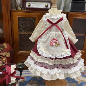 Wine Red Lolita Dress & Hairband Set for Dolls – BJD Fashion Outfit