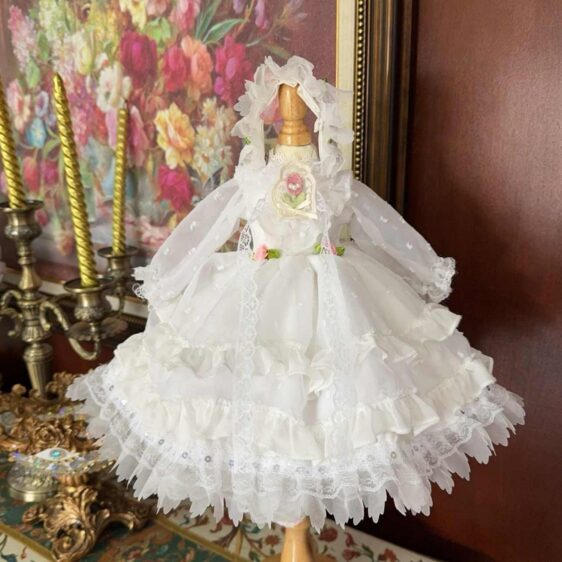 Lolita BJD Flower Fairy Dress with Lace & Headwear – Fits 1/3, 1/4, 1/6 Blythe Dolls - Image 4