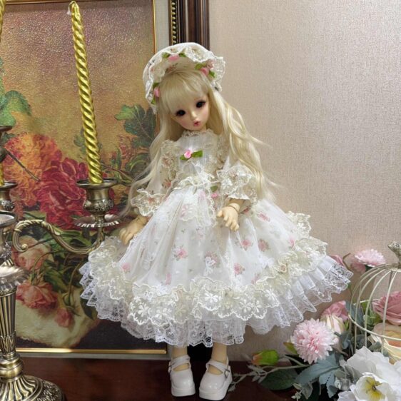 Lolita BJD Flower Fairy Dress with Lace & Headwear – Fits 1/3, 1/4, 1/6 Blythe Dolls